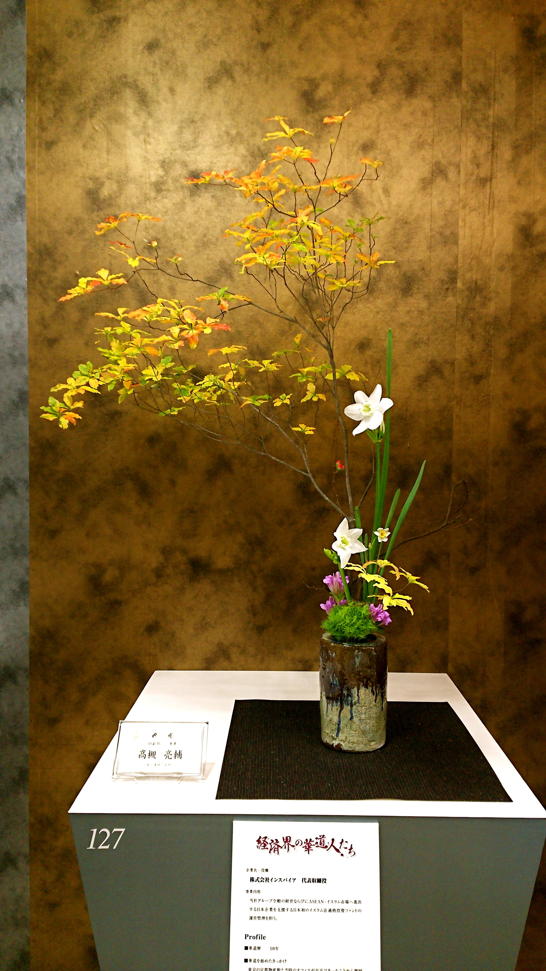 池坊　吊りスタンド　吊り金具　花展 スチールグラスを構成して そして誌上花展のテーマ 『カラフルな